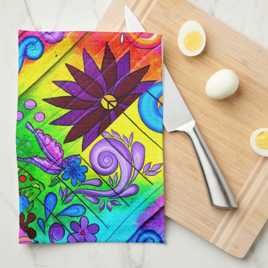 Hippie Groovy Geschirrtuch (Viertel Falte)