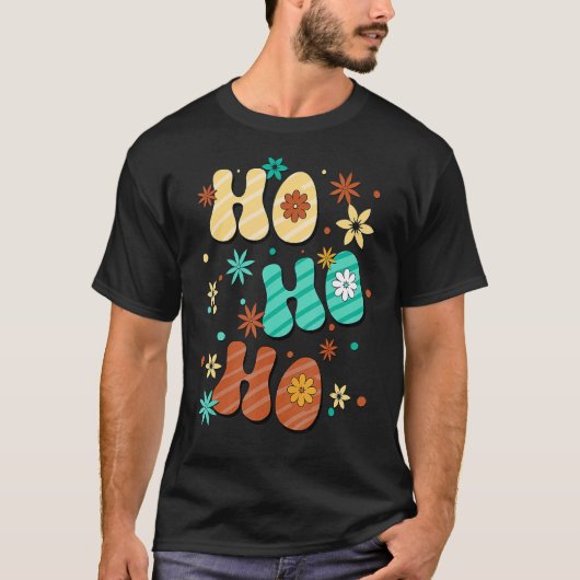 Hippie Groovy Ho Ho Ho Xmas lächeln Weihnachten T-Shirt (Vorderseite)