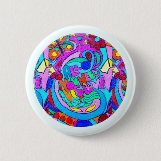 Hippie Groovy Liebe Button (Vorderseite)
