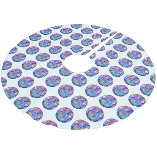 Hippie Groovy Liebe Circles Polyester Weihnachtsbaumdecke (Schrägansicht)