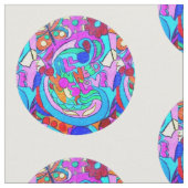 Hippie Groovy Liebe Circles Stoff (Nahaufnahme)