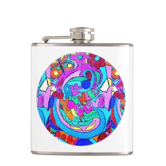 Hippie Groovy Liebe Flachmann (Vorderseite)