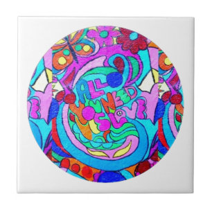 Hippie Groovy Liebe Fliese