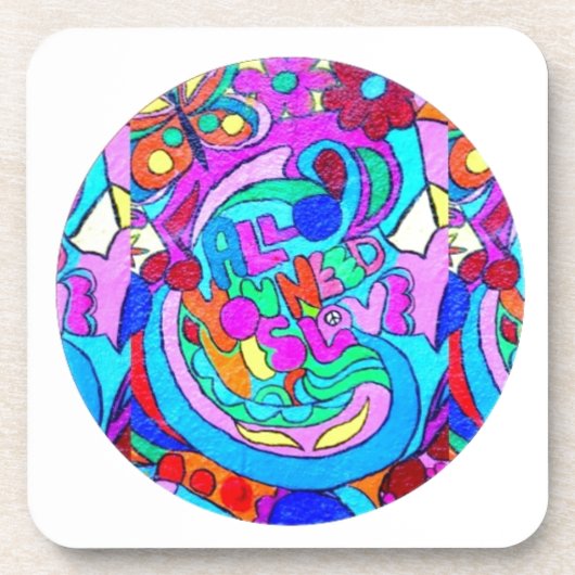 Hippie Groovy Liebe Getränkeuntersetzer (Vorderseite)