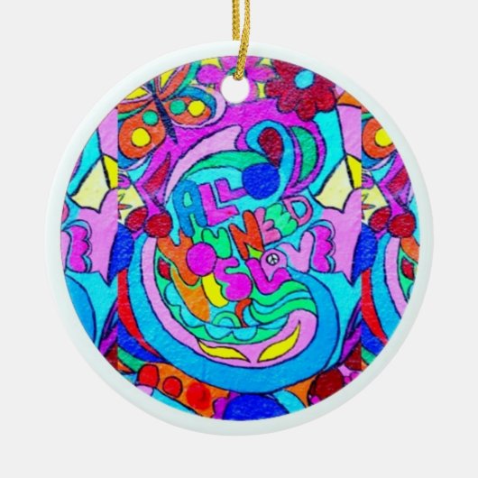 Hippie Groovy Liebe Keramikornament (Vorne)