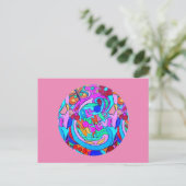 Hippie Groovy Liebe rosa Postkarte (Stehend Vorderseite)