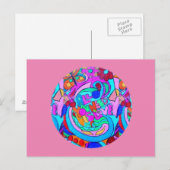 Hippie Groovy Liebe rosa Postkarte (Vorne/Hinten)