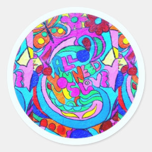 Hippie Groovy Liebe Runder Aufkleber