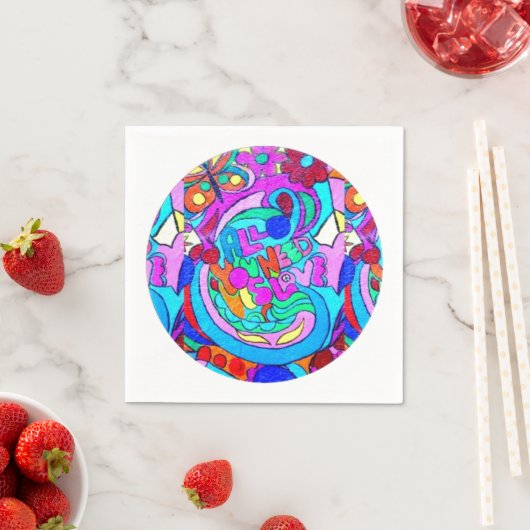 Hippie Groovy Liebe Serviette (Beispiel)