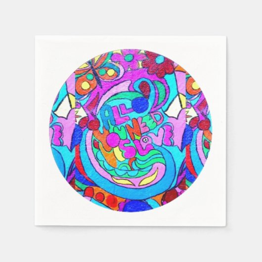 Hippie Groovy Liebe Serviette (Vorderseite)