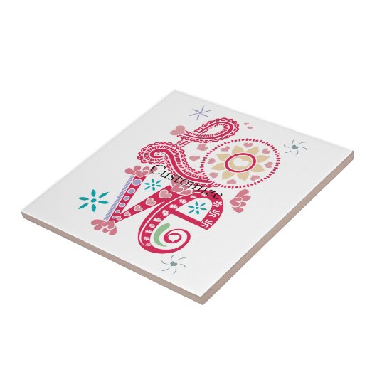 Hippie Groovy Liebe Sign Thunder_Cove Fliese (Seite)