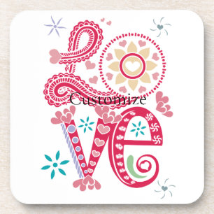 Hippie Groovy Liebe Sign Thunder_Cove Getränkeuntersetzer