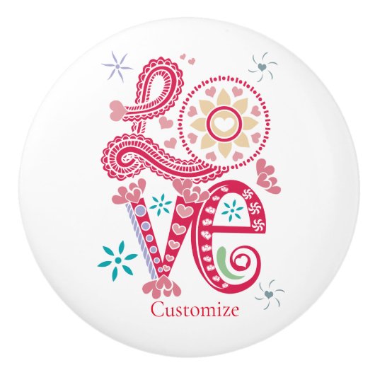 Hippie Groovy Liebe Sign Thunder_Cove Keramikknauf (Vorderseite)