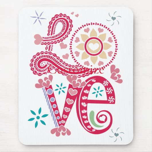 Hippie Groovy Liebe Sign Thunder_Cove Mousepad (Vorne)