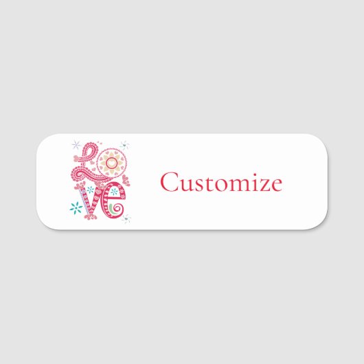 Hippie Groovy Liebe Sign Thunder_Cove Namensschild (Vorderseite)