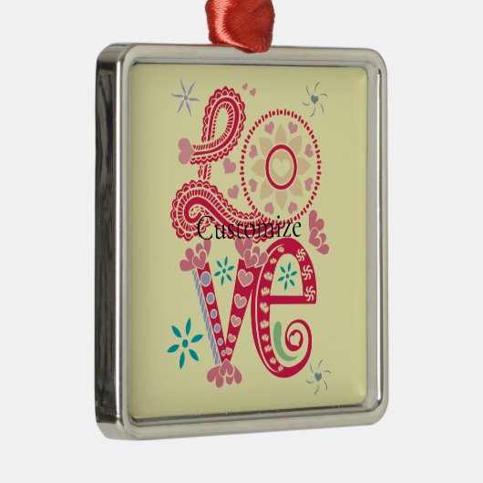 Hippie Groovy Liebe Sign Thunder_Cove Ornament Aus Metall (Rechts)