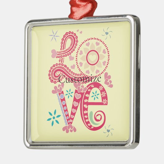 Hippie Groovy Liebe Sign Thunder_Cove Ornament Aus Metall (Links)