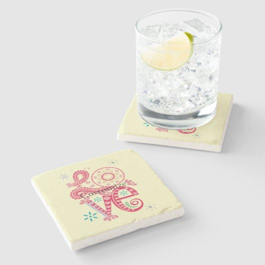 Hippie Groovy Liebe Sign Thunder_Cove Steinuntersetzer (Seitenansicht)