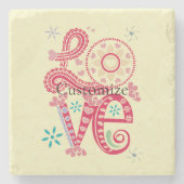 Hippie Groovy Liebe Sign Thunder_Cove Steinuntersetzer (Vorderseite)