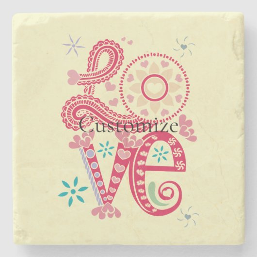 Hippie Groovy Liebe Sign Thunder_Cove Steinuntersetzer (Vorderseite)