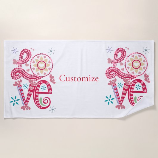 Hippie Groovy Liebe Sign Thunder_Cove Strandtuch (Vorderseite)