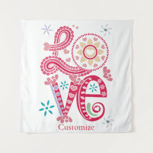 Hippie Groovy Liebe Sign Thunder_Cove Wandteppich