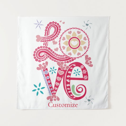 Hippie Groovy Liebe Sign Thunder_Cove Wandteppich (Vorderseite)