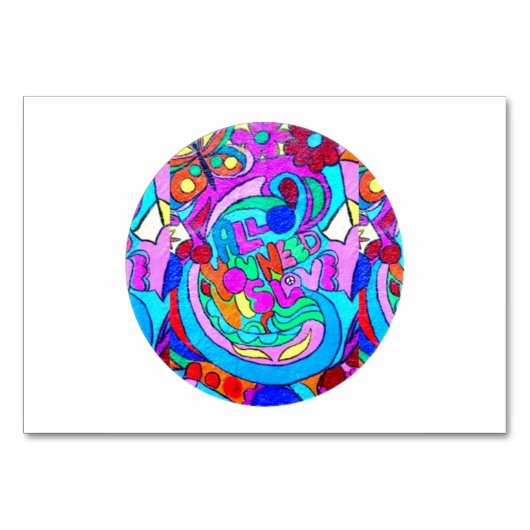 Hippie Groovy Liebe Tischnummer (Vorderseite)