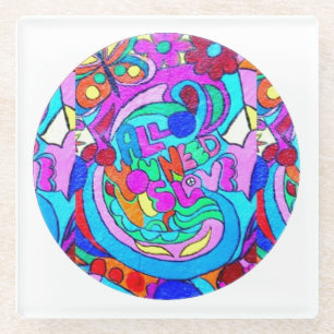 Hippie Groovy Love Kreis Glasuntersetzer