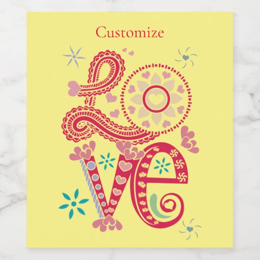 Hippie Groovy Love Sign Thunder_Cove Weinetikett (Einzelnes Label)