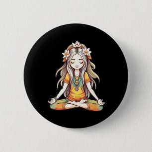 Hippie Groovy Mädchen in voller Lotus Yoga-Pose Ku Button