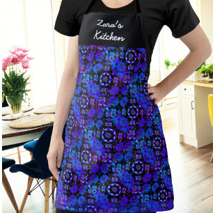 Hippie Groovy Muster Blau Lila Personalisiert Schürze