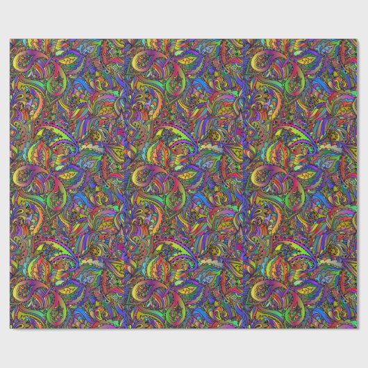 Hippie Groovy Psychedelic Design Thunder_Cove Geschenkpapier (Flach)
