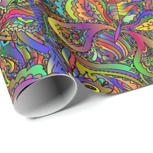 Hippie Groovy Psychedelic Design Thunder_Cove Geschenkpapier (Rolleneckpunkt)