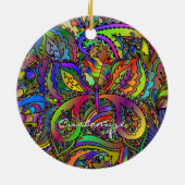 Hippie Groovy Psychedelic Design Thunder_Cove Keramik Ornament (Hinten)