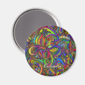 Hippie Groovy Psychedelic Design Thunder_Cove Magnet (Vorderseite/Rückseite)