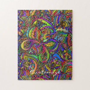 Hippie Groovy Psychedelic Design Thunder_Cove Puzzle