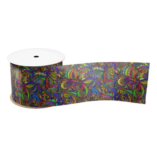 Hippie Groovy Psychedelic Design Thunder_Cove Satinband (Spule)