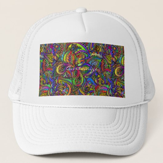 Hippie Groovy Psychedelic Design Thunder_Cove Truckerkappe (Vorderseite)
