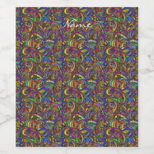 Hippie Groovy Psychedelic Design Thunder_Cove Weinetikett (Einzelnes Label)