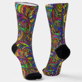 Hippie Groovy psychedelisches Design Thunder_Cove Socken (Gewinkelt)