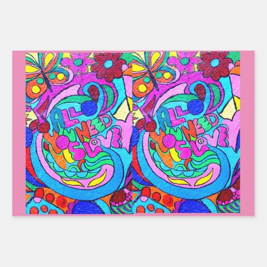 Hippie Groovy Ruhe und Liebe Geschenkpapier Set (Vorderseite 3)