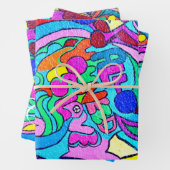 Hippie Groovy Ruhe und Liebe Geschenkpapier Set (Beispiel)