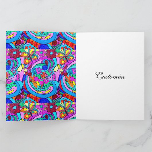 Hippie Groovy Ruhe und Liebe Karte (Innenseite)