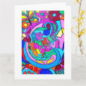 Hippie Groovy Ruhe und Liebe Karte (Gelbe Blume)