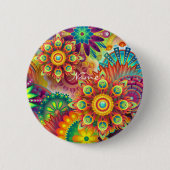 Hippie Groovy Techno Psychedelic Thunder_Cove Button (Vorderseite)