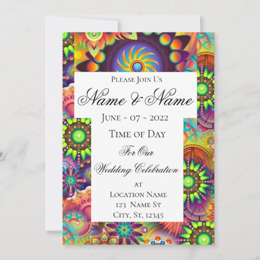 Hippie Groovy Techno Psychedelic Thunder_Cove Einladung (Vorderseite)