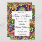 Hippie Groovy Techno Psychedelic Thunder_Cove Einladung (Vorne/Hinten)