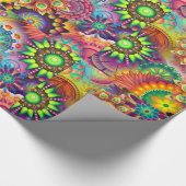 Hippie Groovy Techno Psychedelic Thunder_Cove Geschenkpapier (Ecke)