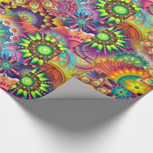 Hippie Groovy Techno Psychedelic Thunder_Cove Geschenkpapier (Ecke)
